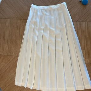 Winter white pleated wool skirt
